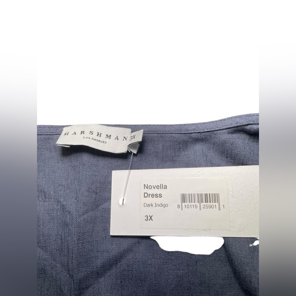 Harshman Novella Blue Tie Front Midi Dress 3X Linen Blend New - Picture 6 of 6